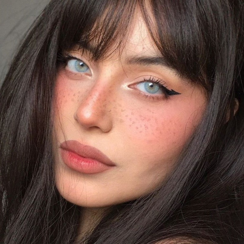 Beautiful Woman Wearing NASA Blue Natural-looking Colored Contact Lenses